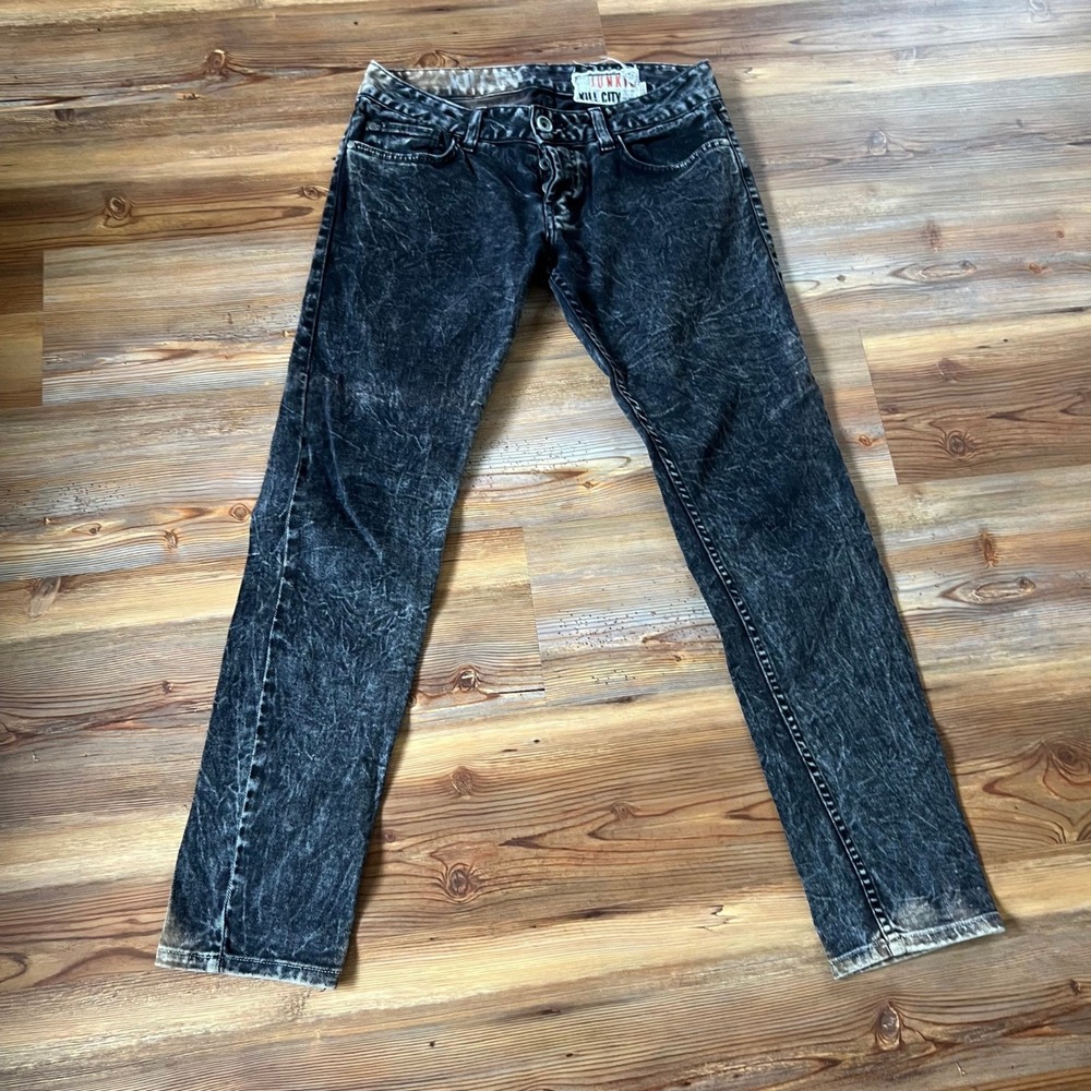 Kill City Lip Service Junkie Jeans Mens Black Acid Wash Slim Punk Made in USA 32 - Picture 16 of 16